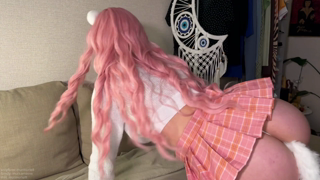 MEOW! A pink-haired catgirl fucks a dildo, moans sweetly, and cums with a load of sperm for Whiskas [68ee8aa834de2].mp4