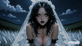 [neuroGF] Dark haired undead bride rides hard giving slow passionate sex in the grass.mp4